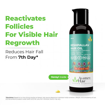 Avimee Herbal Keshpallav Hair Oil for Hair Growth | For Both Men & Women | Helps to reduce Hair Fall | With Rosemary, Castor, Amla, Coconut and Bhringraj Oil | Mineral Oil Free | 100 ml