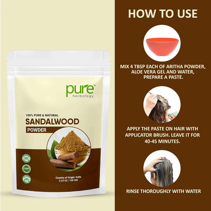 Pure & Natural Sandalwood Powder for Face, Skin Whitening, Face mask and Facial, Skin Care, (100Gm)