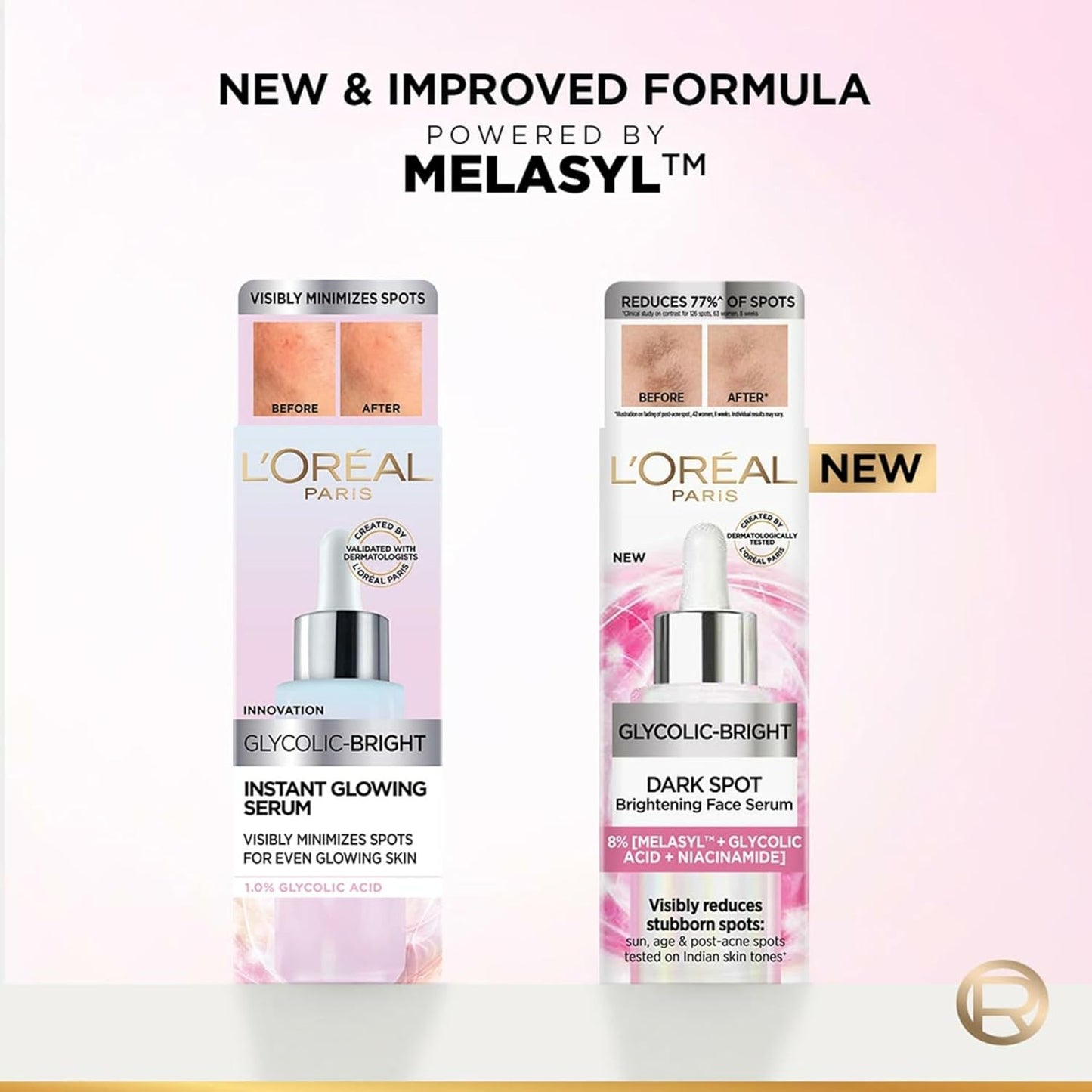 L'Oreal Paris Glycolic Bright 8% [Melasyl + Niacinamide] Face Serum for Brightening Dark Spots 30ml