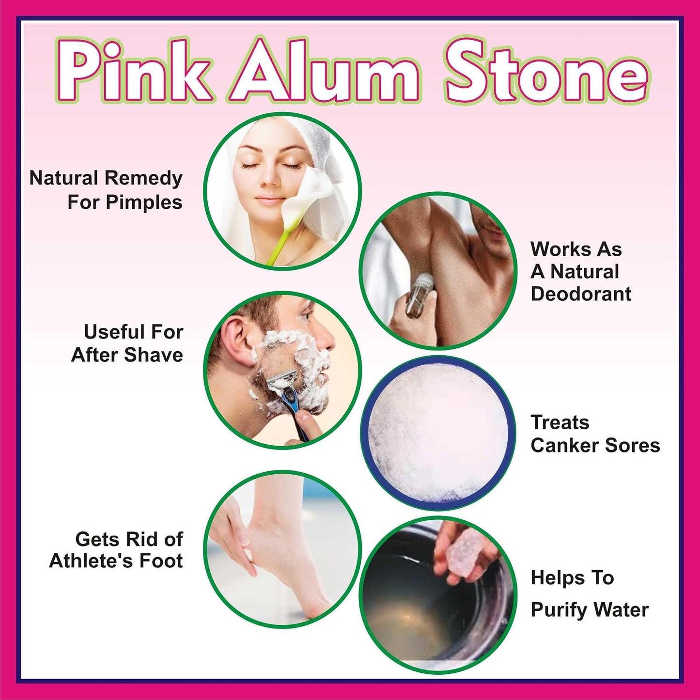 Pink Fitkari Alum for Water Purification, Sores, Teeth Cracks, Skin Care, After Shave, Deodorant - 250 gram