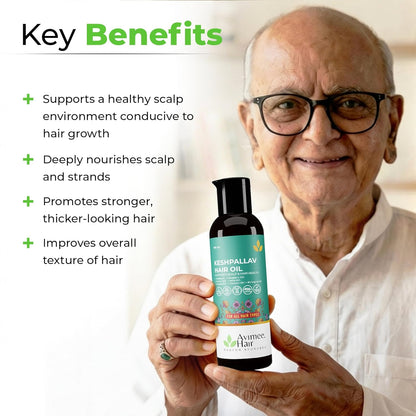Avimee Herbal Keshpallav Hair Oil for Hair Growth | For Both Men & Women | Helps to reduce Hair Fall | With Rosemary, Castor, Amla, Coconut and Bhringraj Oil | Mineral Oil Free | 100 ml