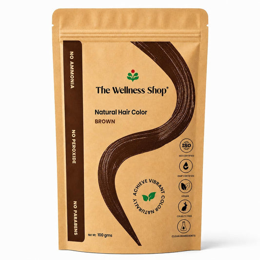 The Wellness Shop - Natural Black Hair Color | Long-lasting Hair Color & Healthy Shine | Ammonia Free Long Lasting Color for Stronger & Silkier Hair for Men and Women | Pack Of 1 (100gm / 3.38 fl oz)