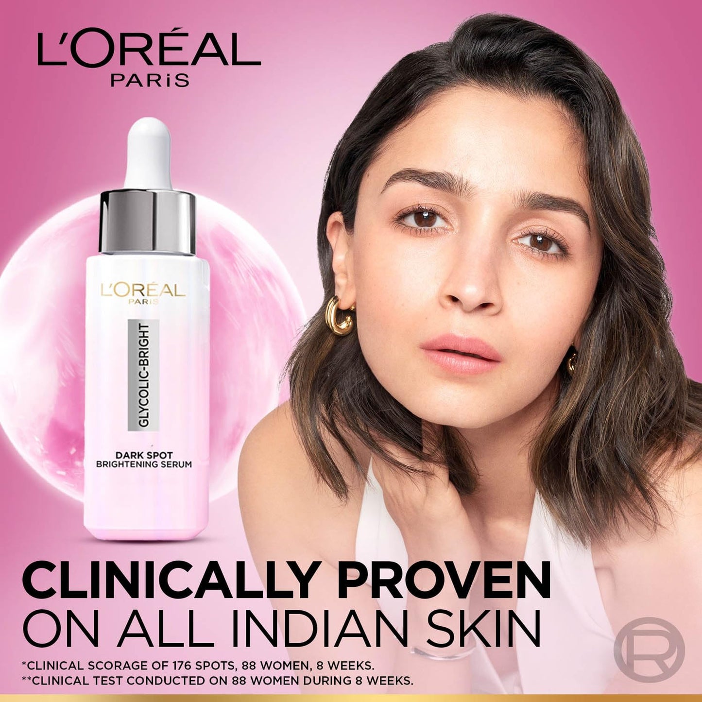L'Oreal Paris Glycolic Bright 8% [Melasyl + Niacinamide] Face Serum for Brightening Dark Spots 30ml