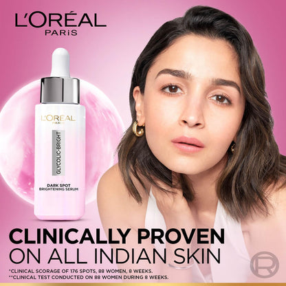 L'Oreal Paris Glycolic Bright 8% [Melasyl + Niacinamide] Face Serum for Brightening Dark Spots 30ml
