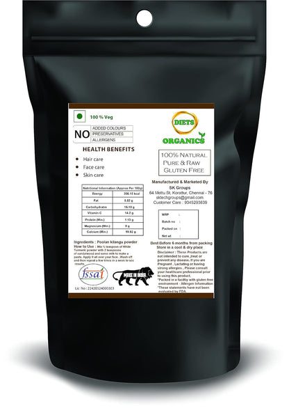 DIETS ORGANICS Poolankilangu powder | White Turmeric | Kichili Kilangu Powder for Skin Care- 200Gms