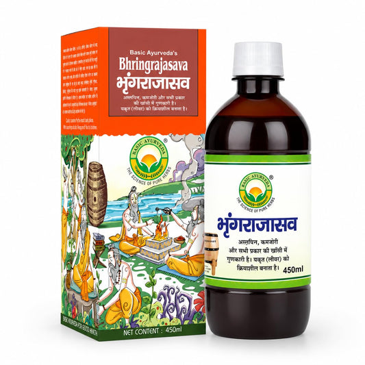 Basic Ayurveda Bhringrajasava 450ml | Ayurvedic Fermented Herbal Tonic | Supports Strength Vitality & Daily Wellness | GMP Certified