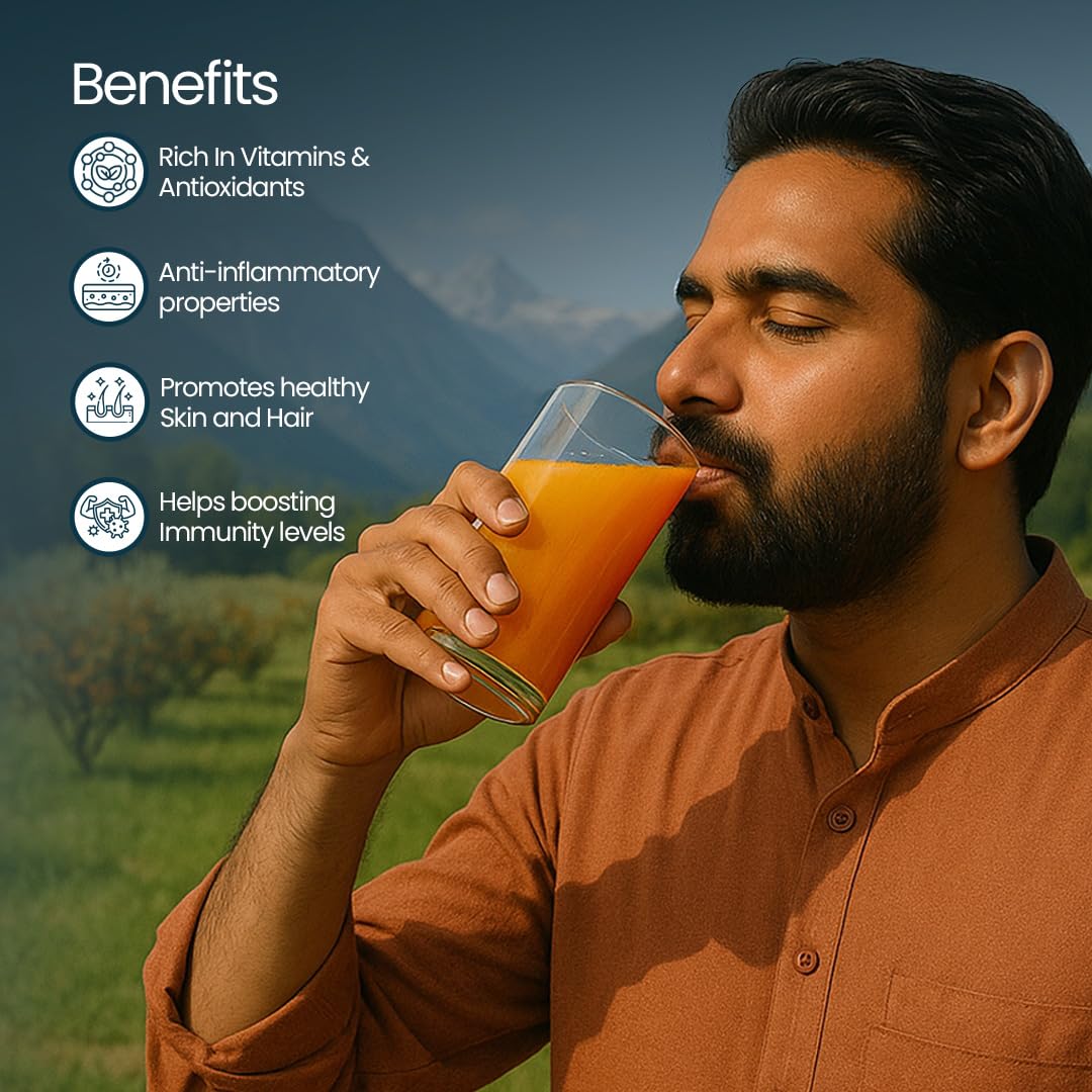 Krishna's Sea Buckthorn Juice – Herbal Blend Wellness Drink, Rich Source of Omega 3, 6, 7 & 9, No Added Sugar & No Extracts - (500 ml) Pack of 1