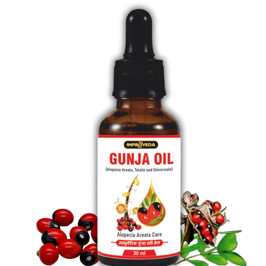 Inproveda Gunja Haircare Oil - 30ml | Alopecia Areata & Beard, Ayurvedic Hair Oil | With Amla, Gunjadi, Camphor, Jatamansi & Bhringraj - 30ml