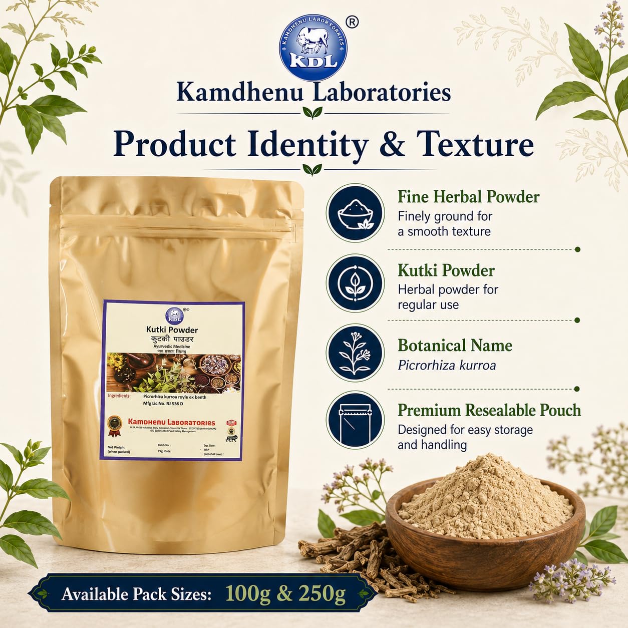 Kamdhenu Kutki Powder | Picrorhiza Kurroa | Liver Health and Detox| Katuki powder For Digestion 100 grams