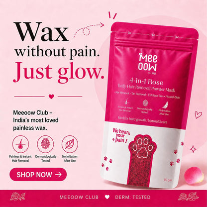 4 in 1 Rose Body Wax Powder for Women Tan Removal Hair Removal Exfoliation Skin | Brightening Skin Full Body Polishing Painless Hair Removal No Strip No Heat Just Smooth Skin 80g (Body Wax Powder)