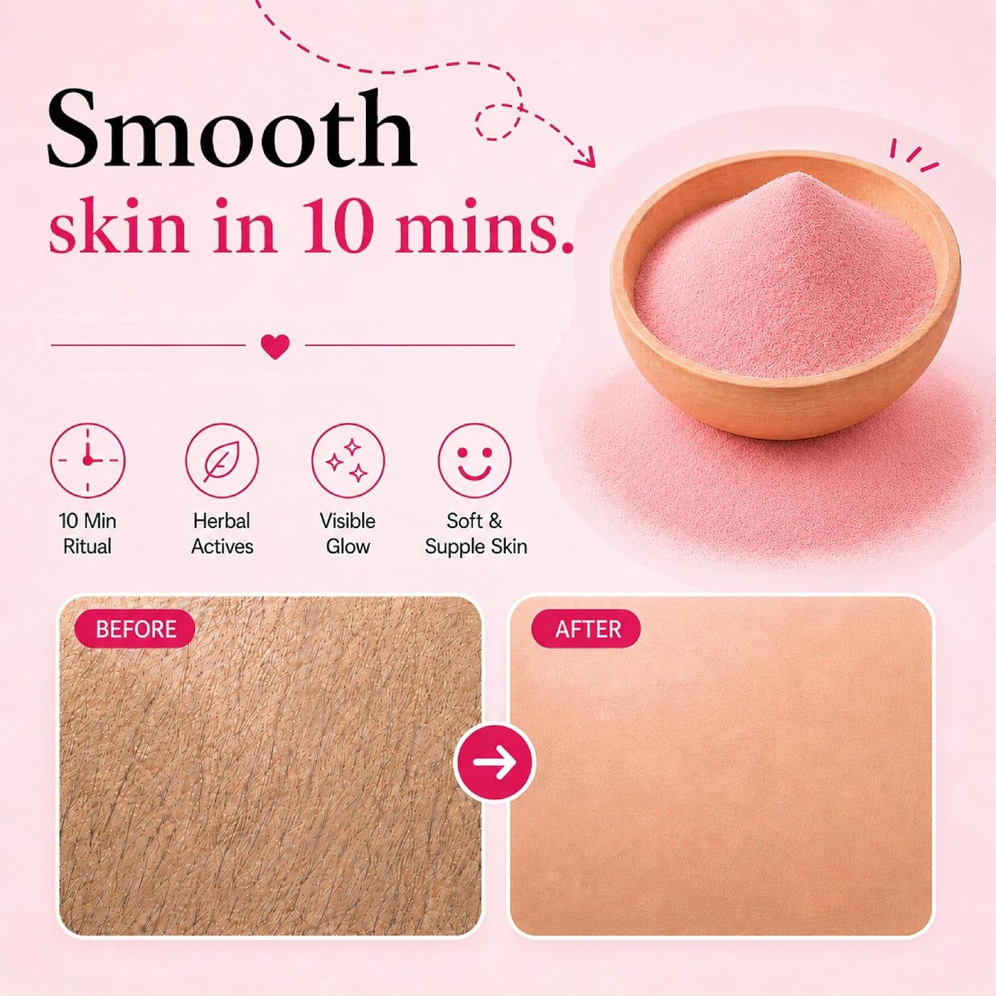 4 in 1 Rose Body Wax Powder for Women Tan Removal Hair Removal Exfoliation Skin | Brightening Skin Full Body Polishing Painless Hair Removal No Strip No Heat Just Smooth Skin 80g (Body Wax Powder)