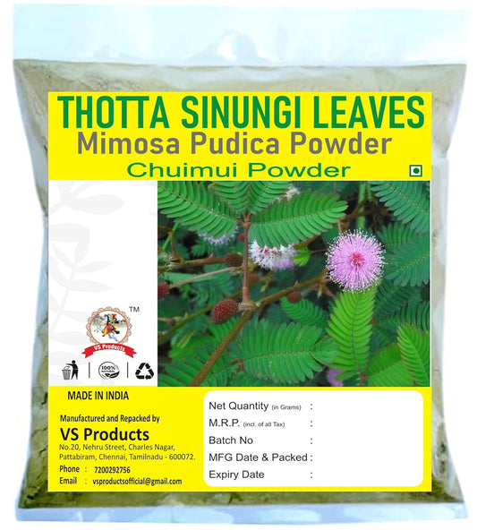 VS Products Thotta Sinungi Leaves Powder, 100g, Mimosa Pudica Powder, Mudatha Damara, Lajalu, Muttidare Muni, Thottavadi, Ajalikalika, Sleepy Plant Powder