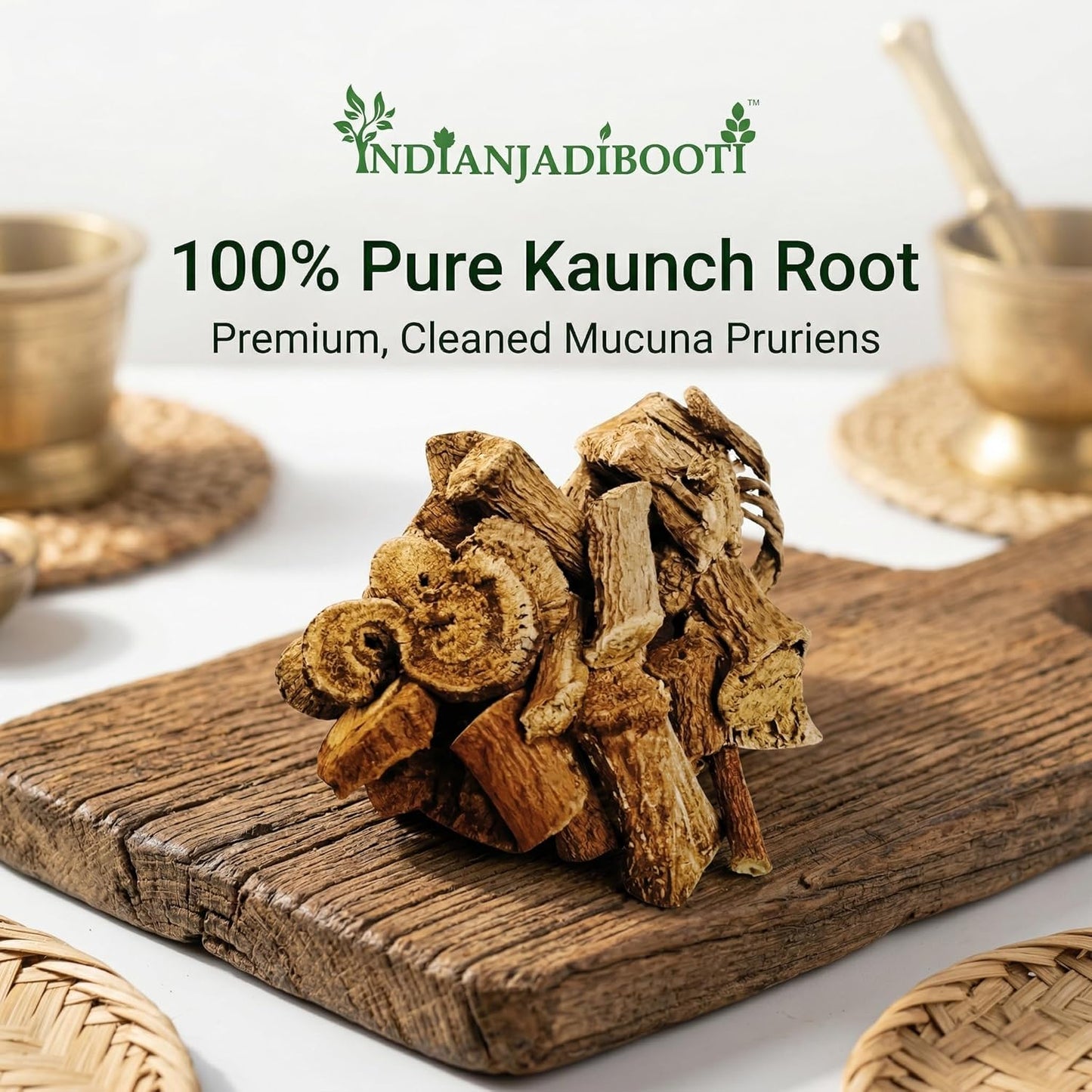 IndianJadiBooti Kaunch Root (100g) | Mucuna Pruriens Root | Kaunch Ki Jad | Raw Ayurvedic Herb for Strength, Vitality & Nourishing Support | Velvet Bean Root | Dried & Cleaned
