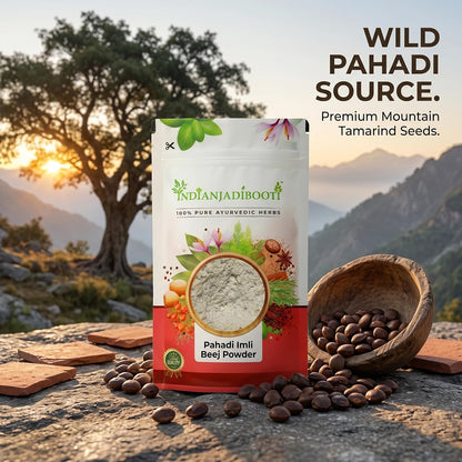 IndianJadiBooti Pahadi Imli Beej Powder (Mountain Tamarind Seeds) 250g | 100% Pure White Kernel (Giri/Magaj) | Outer Peel Removed | Natural Support for Men's Vitality (Shukra), Stamina & Joint Strength | Stone Ground
