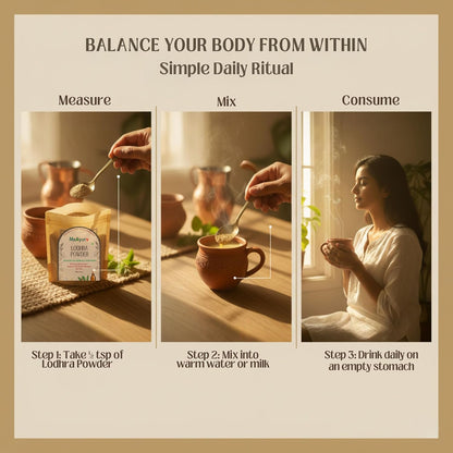 MeAyurv Organic Lodhra Powder 55g – Pure Symplocos Bark | Ayurvedic Herbal Supplement for Skin Health & Hormonal Balance | Natural, Vegan, Chemical Free