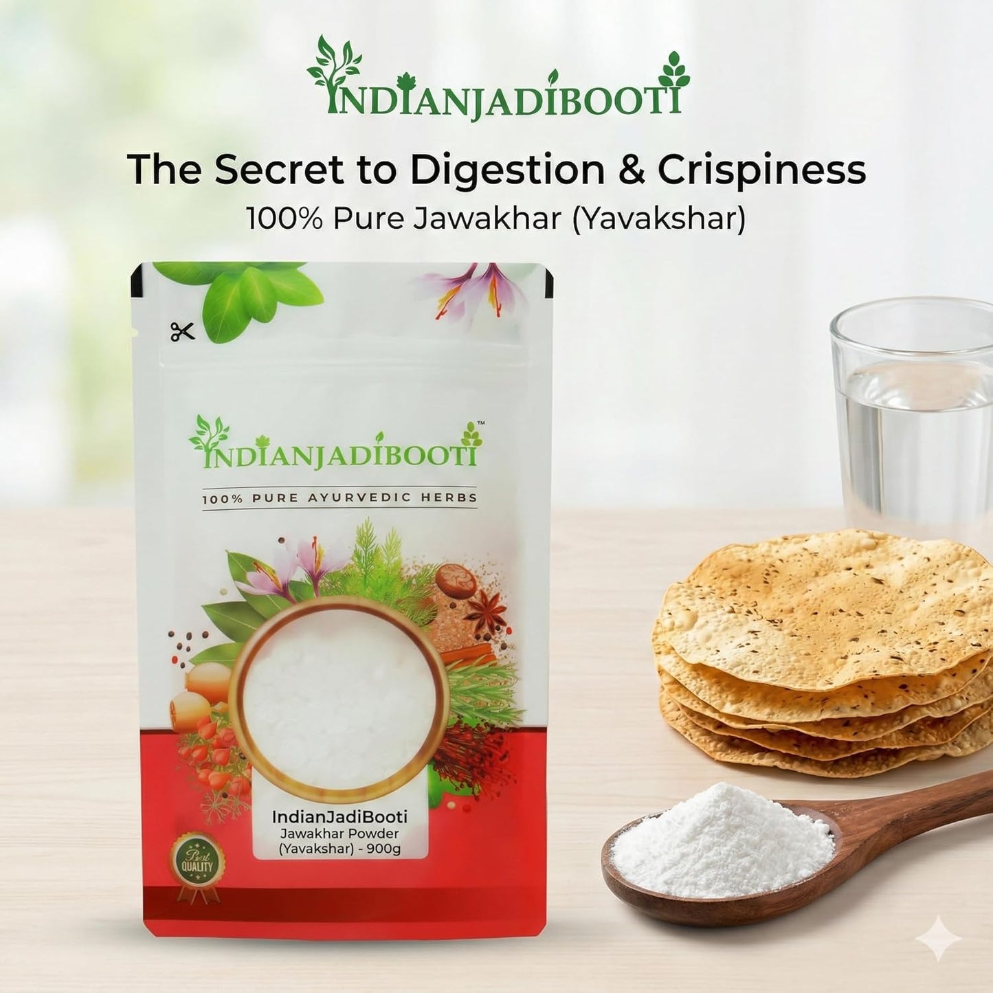 IndianJadiBooti Jawakhar Powder (Yavakshar) | 100g | Food Grade Pearl Ash (Potash) | Pure Potassium Carbonate | Traditional Alkaline Agent for Culinary & Ayurvedic Wellness