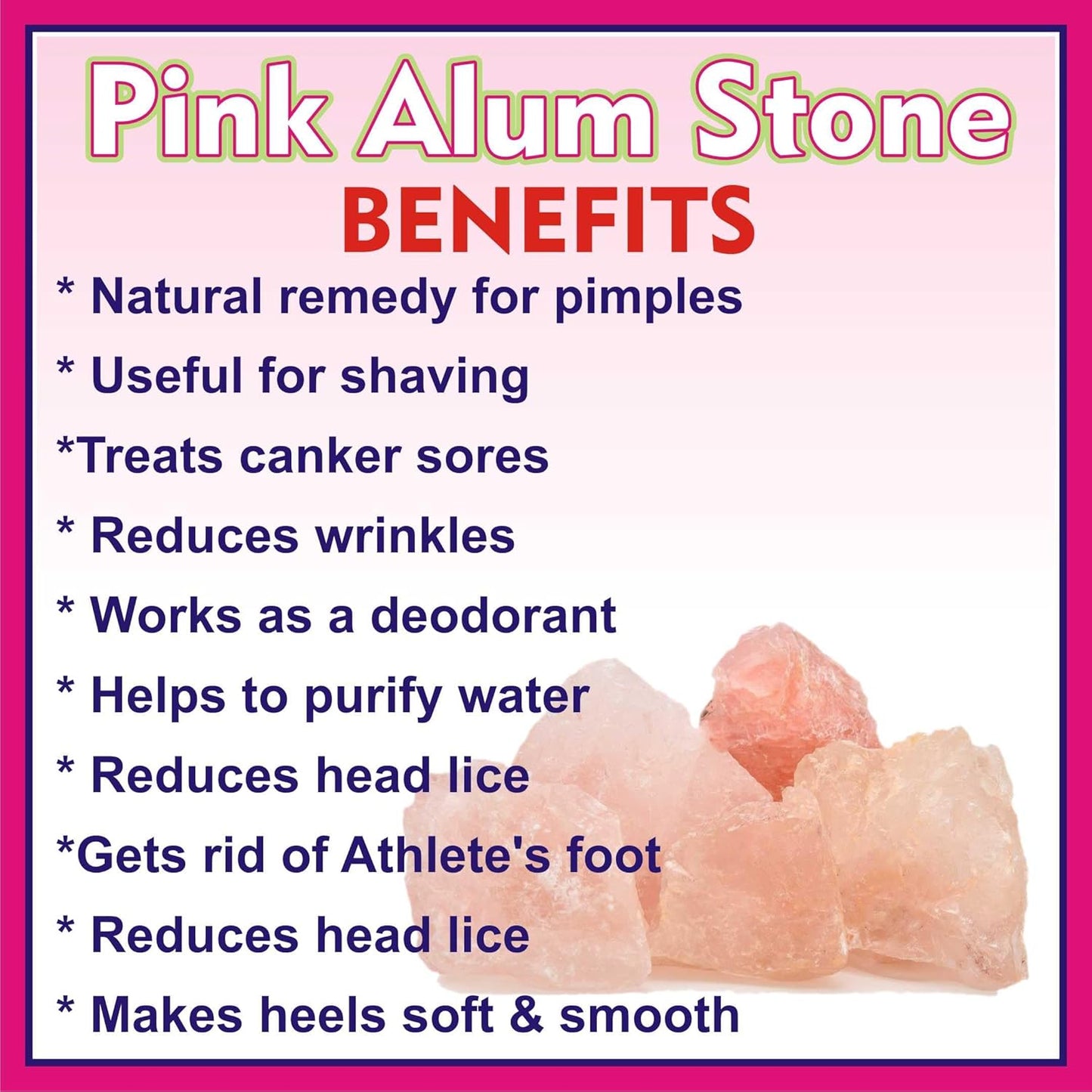 Pink Fitkari Alum for Water Purification, Sores, Teeth Cracks, Skin Care, After Shave, Deodorant - 250 gram