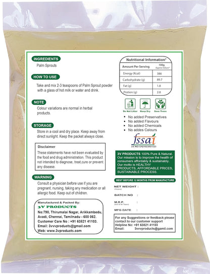 3V PRODUCTS Palm Sprouts Powder 100g | Dried Palmyra Palm Root Sprouts powder | Panai Kilangu | Pana Kilangu