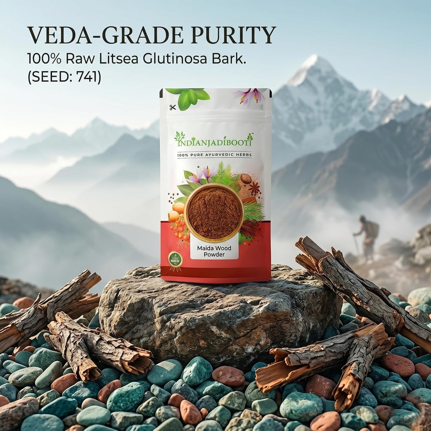 IndianJadiBooti Maida Lakdi Powder | Maida Wood (Litsea Glutinosa) | Pure Medasak for Bone Health, Joints & Swelling | Natural Raw Herb 250g