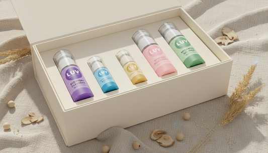 LUV COSMETICS - EVERYDAY MOISTURIZER, VITAMIN C SERUM, HYALURONIC ACID SERUM, HYDRATING GEL MASK, EVERYDAY CLEANSER