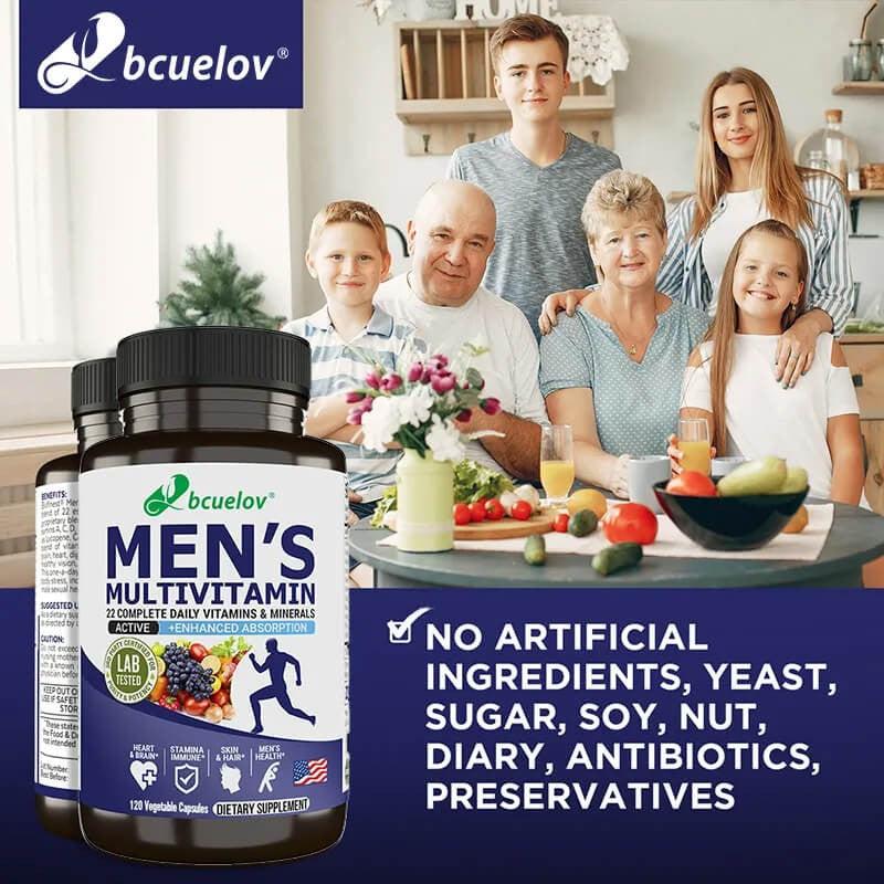 Bcuelov Men's Multivitamin Multimineral Supplement 120 VegCaps